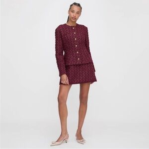 Hill House The Valentina Jacket in Burgundy Tweed NWT Size XS